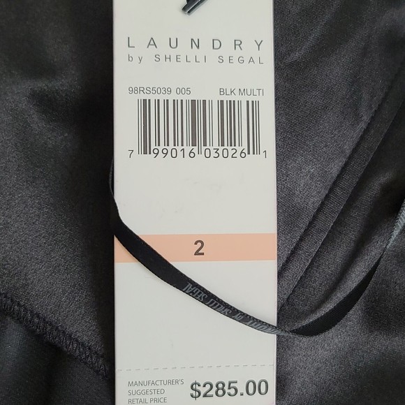 LAUNDRY by Shelli Segal Abstract Print Strapless Silk Mini Dress Sz 2 Black Gray - Picture 3 of 10